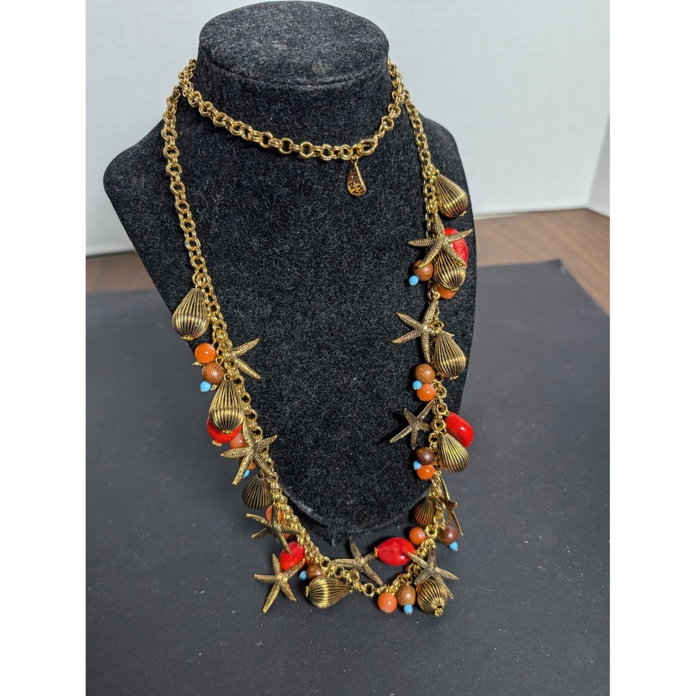 Yochi NY Signed Starfish Faux Coral Necklace